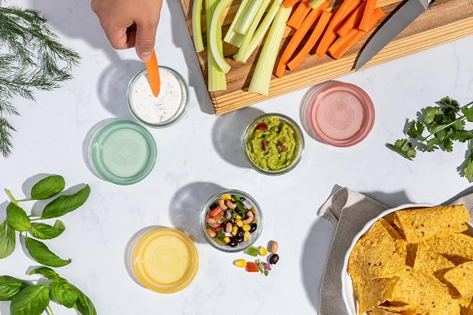 Ello Color Lock Glass Meal Prep Sets Leak-Proof Glass Food Storage Containers with Airtight BPA-Free Plastic Lids, Dishwasher, Microwave, and Freezer Safe