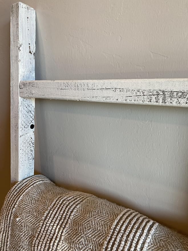 BARNWOODUSA Rustic Farmhouse Decorative Ladder - Our 5 ft Ladder can be Mounted Horizontally or Vertically and is Crafted from Upcycled Wood No Assembly Required White Wash