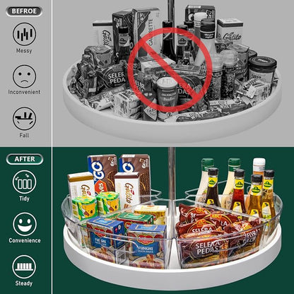 JEISSLIA Lazy Susan Cabinet Organizer Bins for 26"/ 28"/ 32" Diameter Corner Organizer, Plastic Cabinet Storage Bin, 1/8 Wedge - Food Safe, BPA Free, with Non-Slip Pads (for 26" Diameter, 8 Pack)