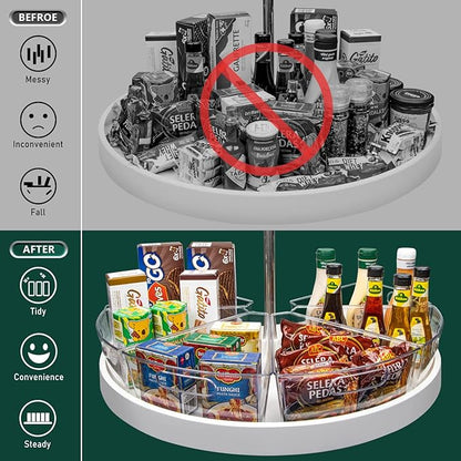 JEISSLIA Lazy Susan Cabinet Organizer Bins for 26"/ 28"/ 32" Diameter Corner Organizer, Plastic Cabinet Storage Bin, 1/8 Wedge - Food Safe, BPA Free, with Non-Slip Pads (for 32" Diameter, 8 Pack)