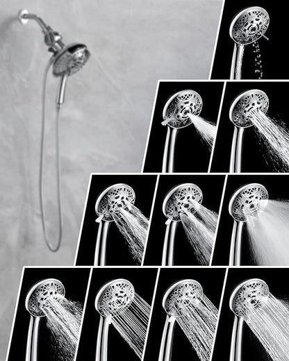 INAVAMZ Shower Head with Handheld High Pressure: Hand Held Shower Head & Rain Shower Head 2-IN-1 Shower Head with 59" Rotatable Stainless Steel Hose, Shower Trim Systems, Sliver 2.5 GPM 15391 Filter