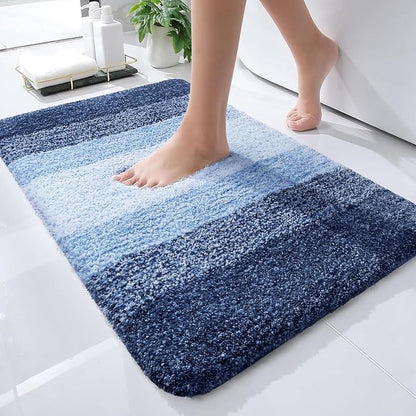 OLANLY Small Bathroom Rugs Mat 24x16, Extra Soft Absorbent Microfiber Bath Rugs, Rubber Backing, Quick Dry, Machine Washable Bath Mats for Bathroom Floor, Tub and Shower, Home Decor Accessories, Navy