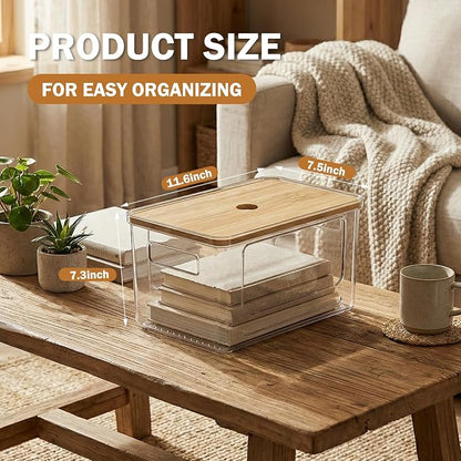 Trash Bag Dispenser, Stackable with Bamboo Top – Extra Large Garbage Bag Holder & Under Sink Organizer for Kitchen, Laundry Room, Pantry Organization and Storage