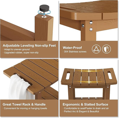 HIPS Shower Benches for Inside Shower, Shower Stool with Space-Efficient Storage Shelf, Waterproof Shower Chair Seat for Spa Bathroom(Brown)