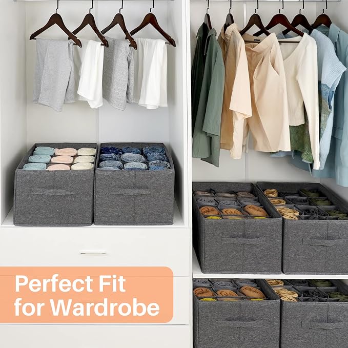EASEVE Closet Organizers and Storage Bins for Clothes - 12 Cell Drawers Organizer Grid Storage Box for Jeans Pants Sweater Towel T-shirts, Wardrobe Shelf Dividers Closets Organization (1 Pcs)