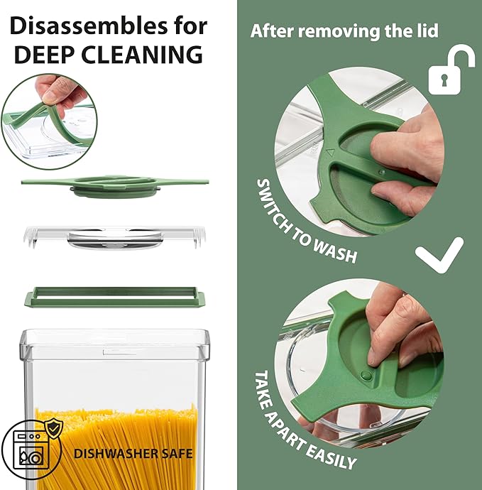 5-Pack SAN Pantry Storage Container Set, Leakproof Twist-Lock Lids, BPA-Free Stackable Canisters for Sugar, Flour, Pasta, Cereal & Snacks (0.8qt, 1.9qt ×2, 3qt, 4qt)