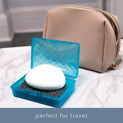 S&T INC. Bar Soap Holder for Kitchen, Bathroom, and Soap Dish, 4 Pack, Dark Grey, 2.9 inches by 4.4 inches