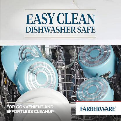 Farberware Cookstart DiamondMax Nonstick Cookware/Pots and Pans Set, Dishwasher Safe, Includes Baking Pan and Cooking Tools, 15 Piece - Aqua