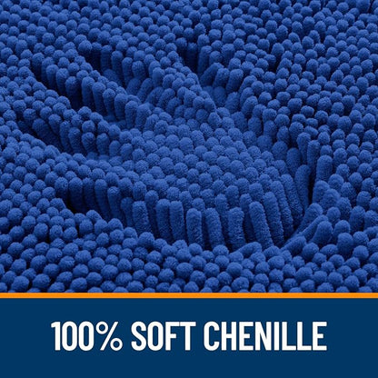 OLANLY Bathroom Rugs 30x18, Extra Soft Absorbent Chenille Bath Rugs, Rubber Backing Quick Dry, Machine Washable Bath Mats for Bathroom Floor, Tub and Shower, Home Decor Accessories, Royal Blue