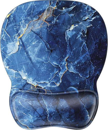MROCO Ergonomic Mouse Pad with Gel Wrist Rest, 9.4 x 8.1 in, Ocean Marble | Ergonomic Shape Design, Multiple Pattern Options, Gel Wrist Comfort, Smooth Lycra Surface, Non-Slip PU Base