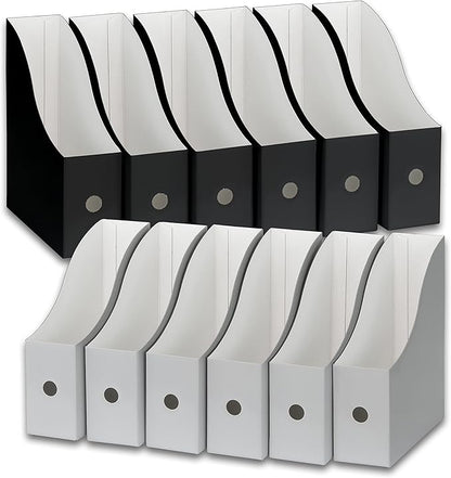 Simple Houseware 12-Pack Magazine File Holder Box, Foldable Cardboard Organizer, Black