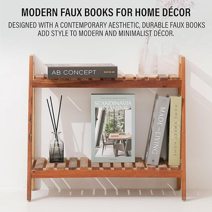 Olive Large | 4 PCS Faux Decorative Books for Home Decor | Not Real Books (Cardboard Boxes) | Coffee Table, Shelf Styling & Modern Aesthetic Accent Pieces for Living Room, Office