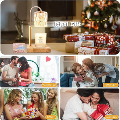 Candle Warmer Lamp with 3 Bulbs, Adjustable Height Dimmable Candle Warmer with Timer, Candle Lamp with Charming Gift Box Ribbon,Birthday Gifts for Women Mom, House Warming Gifts New Home Decor