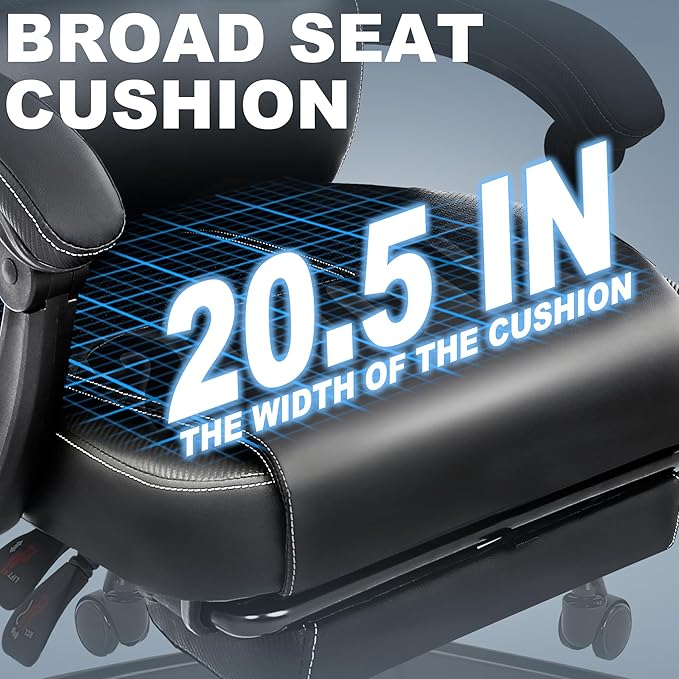 Misolant Big and Tall Office Chair with Footrest, High Back Desk Chair with Linkage Armrest, 90-155° Recline Executive Computer Chairs with Adjustable Height for Home