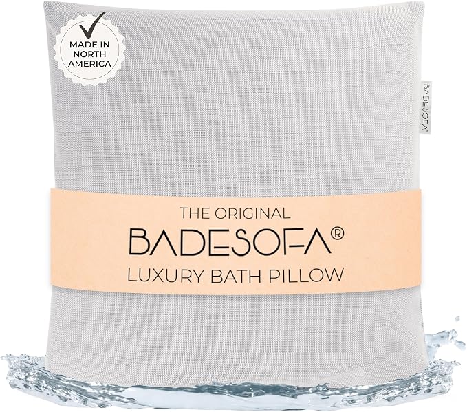 BADESOFA® Luxury Bath Pillow M - Lusciously Soft & Comfortable Tub Pillow for Bathtub - Washable & Quick-Drying Bath Back Pillow - Non-Slip Full Body Tub Pillow - Luxury Spa Cushion in Grey