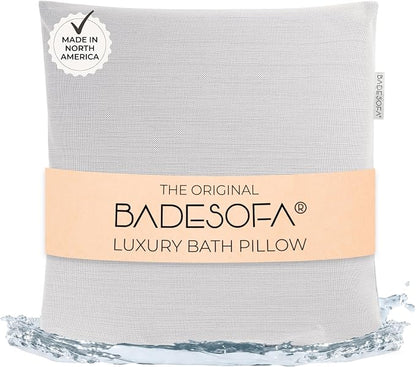 BADESOFA® Luxury Bath Pillow M - Lusciously Soft & Comfortable Tub Pillow for Bathtub - Washable & Quick-Drying Bath Back Pillow - Non-Slip Full Body Tub Pillow - Luxury Spa Cushion in Grey