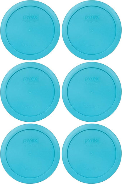 Pyrex 7201-PC 4 Cup Surf Light Blue Round Plastic Food Storage Lid - 6 Pack