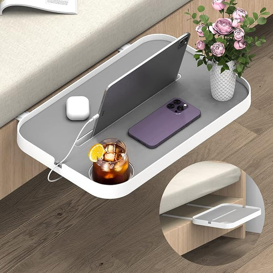 KIWIFOTOS 17" Bedside Shelf for Bed Bedside Table Under Mattress Nightstand Organizer Bedside Storage Rack Bedside Tray for Box Spring/Plate/Platform/Dorm Bed