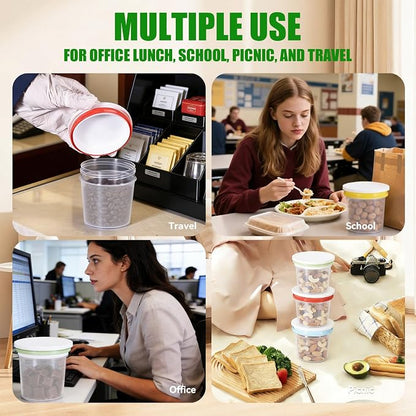 12 Pack 8.8oz Plastic Food Storage Containers with Lids, Small Meal Prep Container Jars for Food, Salad, Soup, Snack, Freezer & Lunch