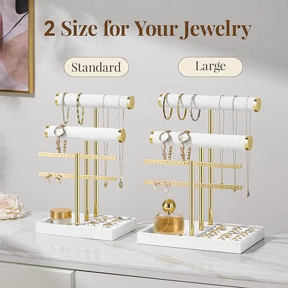 3 Tier Bracelet Holder Display - Detachable T Bar White Velvet Bracelet Holder, Jewelry Holder Organizer for Bracelet, Necklace, Earrings, Rings