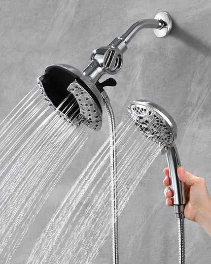 INAVAMZ Shower Head with Handheld High Pressure: Hand Held Shower Head & Rain Shower Head 2-IN-1 Shower Head with 59" Rotatable Stainless Steel Hose, Shower Trim Systems, Sliver 2.5 GPM 15391 Filter