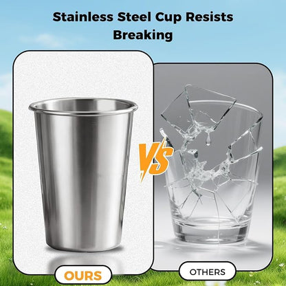 5 Pack 16 oz Stainless Steel Pint Cups,Stainless Steel Cup,Pint Cup Tumbler，water Tumbler,Stackable,Reusable,BPA Free