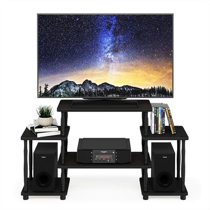 Furinno Turn-N-Tube No Tools Entertainment Center, Classic Square Corner, Espresso/Black