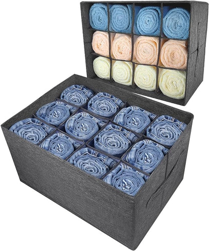 EASEVE Closet Organizers and Storage Bins for Clothes - 12 Cell Drawers Organizer Grid Storage Box for Jeans Pants Sweater Towel T-shirts, Wardrobe Shelf Dividers Closets Organization (1 Pcs)