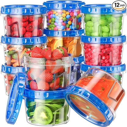 12 Pack-17oz Freezer Storage Containers, Plastic Food Storage Containers with Twist Top Lids, BPA Free and Reusable Soup Containers with Lid, Microwave and Dishwasher Safe