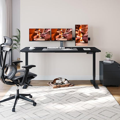 Dual Motor Standing Desk, Large Stand Up Desks, 71x31 Inches Electric Sit Stand Desks, 4 Memory Preset Adjustable Height Computer Table for Home Office with Splice Board (Black)