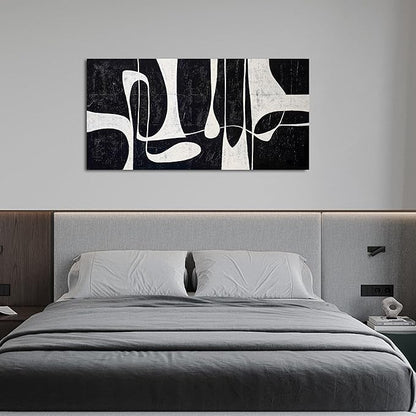 Tarfupth Black and White Abstract Wall Art for Living Room Minimalist Line Large Canvas Artwork for Bedroom Home Office Wall Decor Modern Canvas Prints 29"x58"