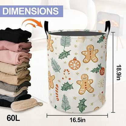 Laundry Basket-Cute Gingerbread Man Foldable Waterproof Oxford Cloth Funny Tote Bag Laundry Hamper Clothes Storage Bucket Organizer For Bathroom/Laundry Storage/Bedroom Storage Basket