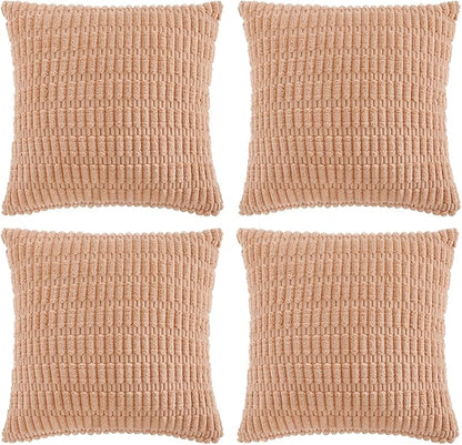 Fancy Homi 4 Packs Decorative Throw Pillow Covers for Living Room Couch Bed, Modern Farmhouse Boho Home Décor Accent Cushion Case, 24" x 24", Peach