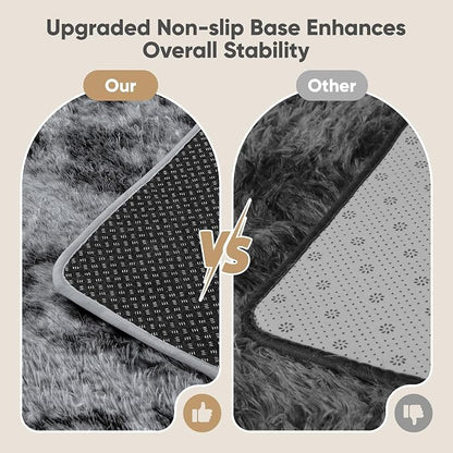 Area Rug for Living Room Bedroom: 4x6 Black Grey Soft Fluffy Shag Upgrade Non-Slip High Pile Carpet Large Fuzzy Plush Indoor Floor Decor Shaggy Rug for Kid Boys Girls Playroom Nursery Modern Home