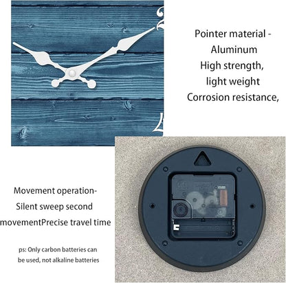 XFM Blue Wooden Wall Clock 14 Inch Silent Wall Clocks Battery Operated Decorative Farmhouse Rustic Wall Clock for Kitchen Living Room Office