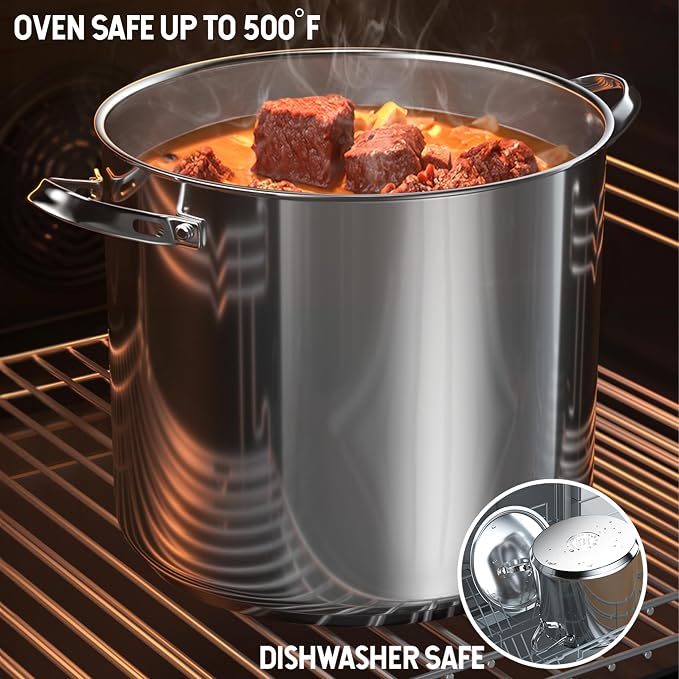 Cooks Standard Classic 12 Quart Stock Pot with Lid, Stainless Steel Pasta Pot