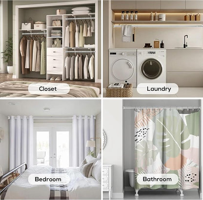 1.3 Inch Diameter Closet Rods for Hanging Clothes 17-28 Inch Adjustable, Metal Heavy Duty Closet Pole, Silver Closet Bar for Hanging Clothes, Suitable for Closet, Wardrobes, Bathroom, Windows