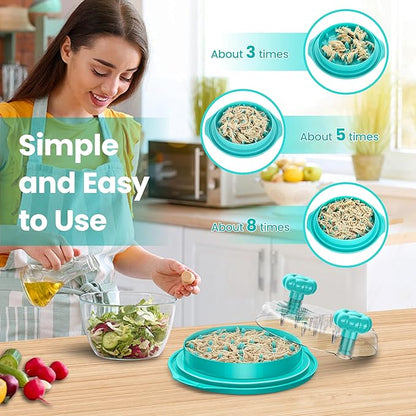 Chicken Shredder Tool Twist Large - 10'' Pro Meat Shredders for Chicken Breast,Visible Kitchen Gadgets Grinder Machine with Brush,Strong Anti-Slip Strip,Ergonomic Handle,BPA Free (Tiff-blue)