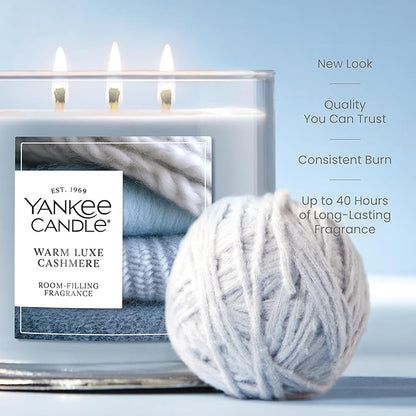 Yankee Candle Warm Luxe Cashmere, Fall Scented Candle, 14.5oz 3-Wick Candle Jar with up to 40 Hours Burn Time