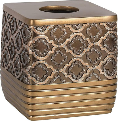 Resin Tissue Box Cover for Modern Home Decor - Minimalist Square Tissue Box Holder for Guest Room, Bedroom, Bathroom, Tabletop & Office - Durable and Aesthetic Tissue Holder, Spindle