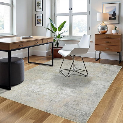 5x8 Area Rugs for Living Room Rug Washable: Abstract Rug for Dining Room Bedroom Carpet Non Slip 5 by 8 Indoor Modern Nursery Home Office Beige Grey