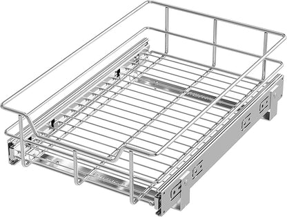 Pull Out Cabinet Organizer 11" W X 17" D, Slide Out Drawers For Kitchen Organizers and Storage, Pull Out Drawers For Cabinets Capacity Heavy Duty Caddy, Cabinet Shelves Chrome-Plated, Bathroom Pantry