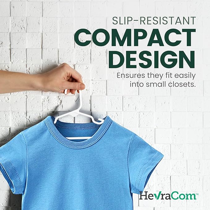 HevraCom Clothes Hangers Family Pack Strong Non Slip Hangers 50 Pack - 30 Standard, 10 Kids, 10 Heavy Duty, Space Saving Coat and Pants Hangers, Skirt Hanger for Storage, Hangers Plastic 50 Pack