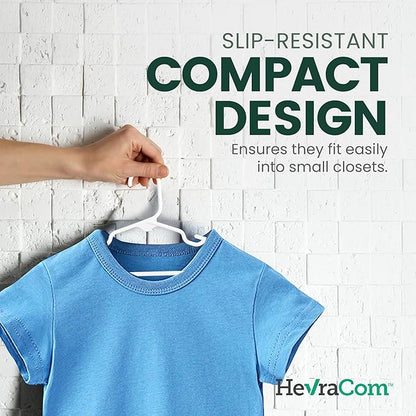 HevraCom Clothes Hangers Family Pack Strong Non Slip Hangers 50 Pack - 30 Standard, 10 Kids, 10 Heavy Duty, Space Saving Coat and Pants Hangers, Skirt Hanger for Storage, Hangers Plastic 50 Pack