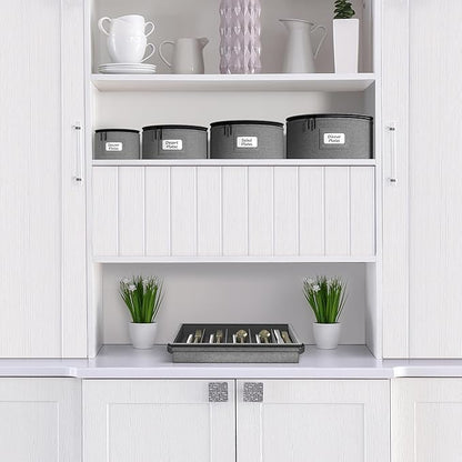 Sorbus China Storage Containers – Dinnerware Organizer for Dinner Plates with Lid (Holds Service for 12) with Felt Protectors – 12" x 6.25"