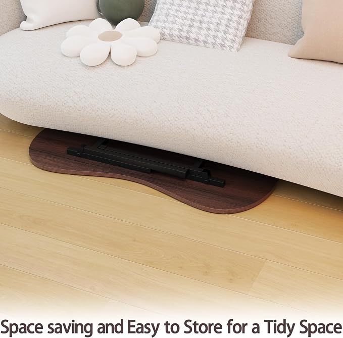 Folding Coffee Table,Mid Century Modern Coffee Table Irregular,Kidney Foldable Table,Small Farmhouse Coffee Tables Portable Table for Small Spaces,Living Room,Sofa,Bedroom Gallery,Easy Assembly,Walnut