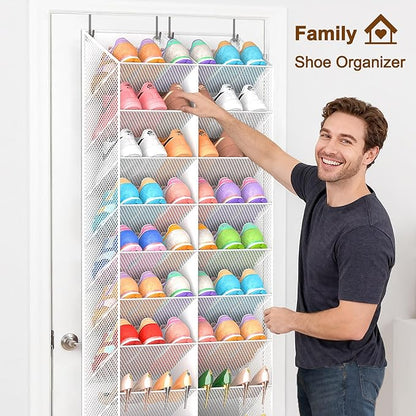 UVIAHOMI Over the Door Shoe Organizer for 20-30 Pairs, 10-Tier, White