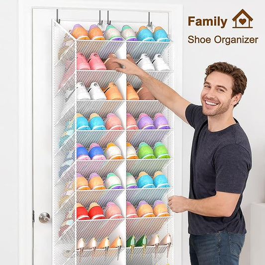 UVIAHOMI Over the Door Shoe Organizer for 20-30 Pairs, 10-Tier, White