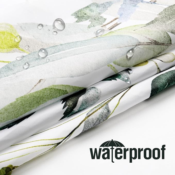 Gibelle Extra Long Shower Curtain 72 x 84, Tall Sage Green Floral Fabric Shower Curtain, Watercolor Plant Eucalyptus Leaves Bathroom Curtains Shower Set