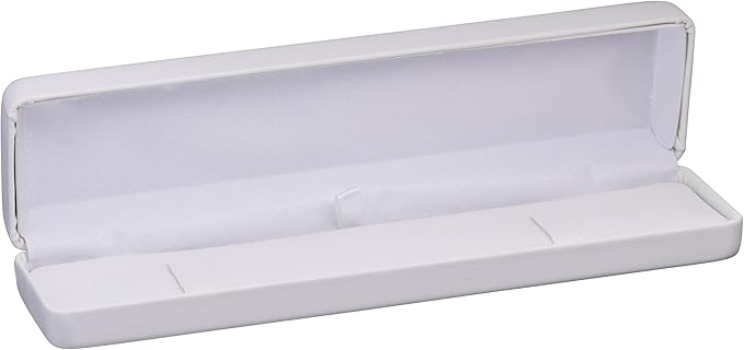 Bracelet Gift Box – Luxury White PU Leather Jewelry Display Case with Satin Lining – Elegant Long Box for Chain Bracelet or Anklet – Perfect for Wedding, Engagement, Anniversary, Birthday